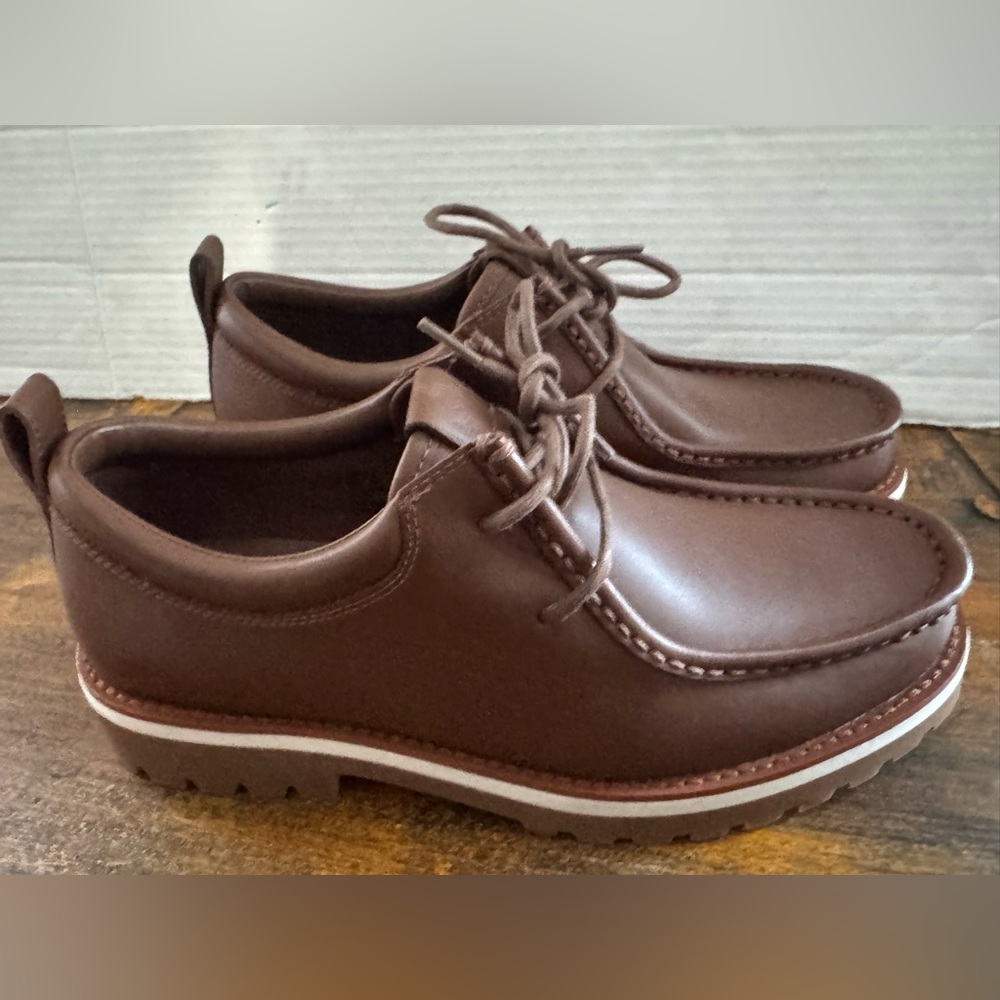 COACH Mens DARK SADDLE Brown Banks Leather Lug Oxford‎ Boots US Size 7 - Picture 3 of 10